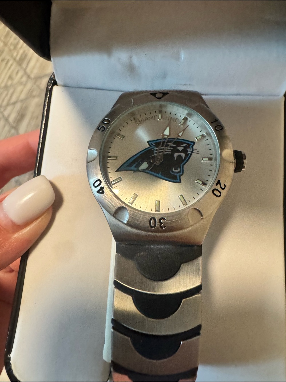 Carolina Panthers Logo Stainless Steel Watch - Silver